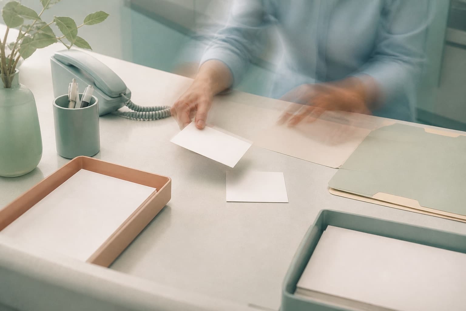 Motion-blurred healthcare administration visual