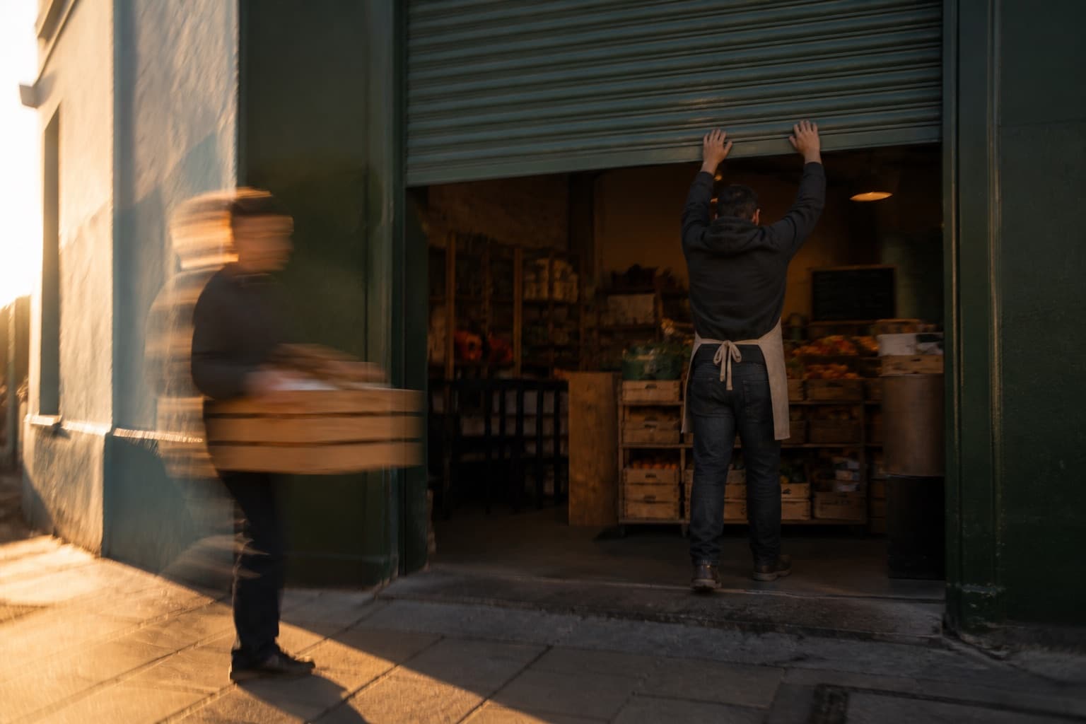 Motion-blurred local business solution visual
